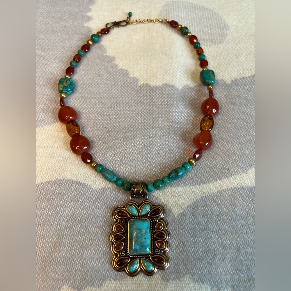 Studio Barse Turquoise and Red Necklace - Picture 2 of 10